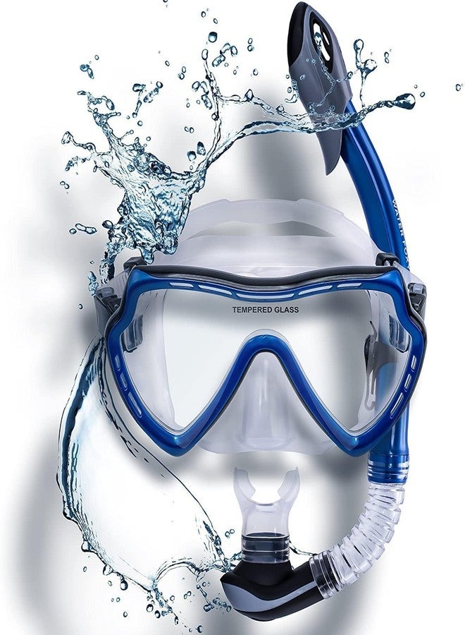 ACHARAJ Snorkel Mask Set,Scuba Diving 180° Panoramic Wide View, Anti-Fog Scuba Diving Mask, Easy Breathing and Professional Snorkeling Gear for Adults Swimming Snorkeling Diving Sea - Image 1