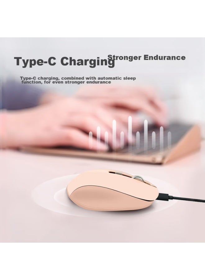 HP Hp S1000c Wireless Mouse, Rechargeable Typec Office Mouse, Home/business/office/laptop/pc Usb Plug-and, Milk Tea Color  - Image 3