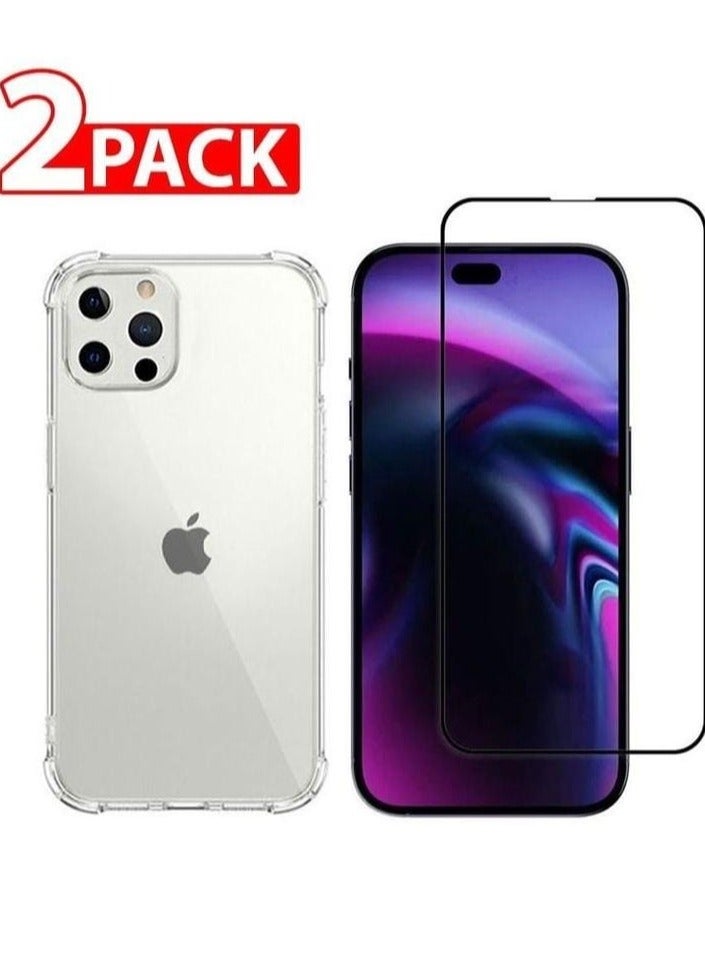 2Pack for iPhone 14 Pro Clear Case and Screen Protector 360 Degree Front and Back Protection Shockproof Soft TPU with Anti-Scratch Tempered Glass 6.1 inch - Image 3
