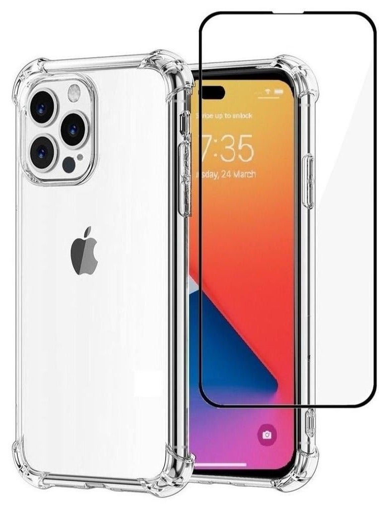 2Pack for iPhone 14 Pro Clear Case and Screen Protector 360 Degree Front and Back Protection Shockproof Soft TPU with Anti-Scratch Tempered Glass 6.1 inch - Image 1