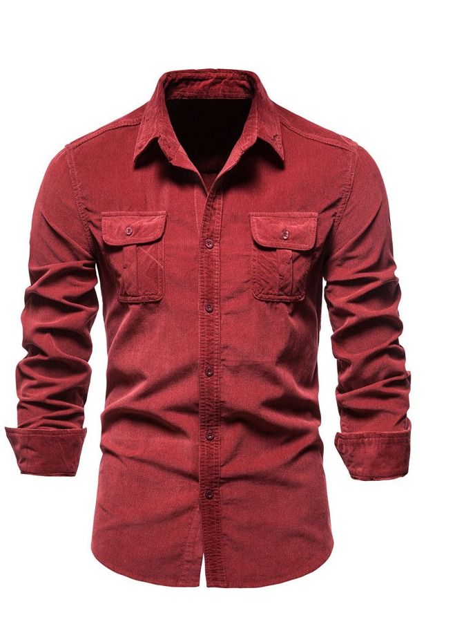 Corduroy Men's Business Shirt Slim Casual Shirt