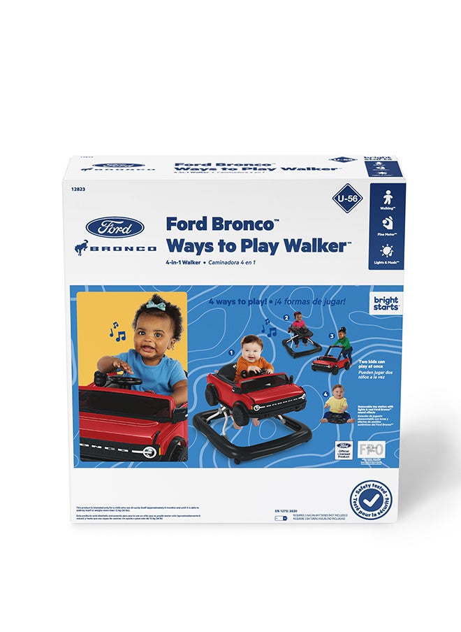 Bright Starts - Ford Bronco Ways to Play 4-in-1 Baby Activity Push Walker - Race Red - Image 1