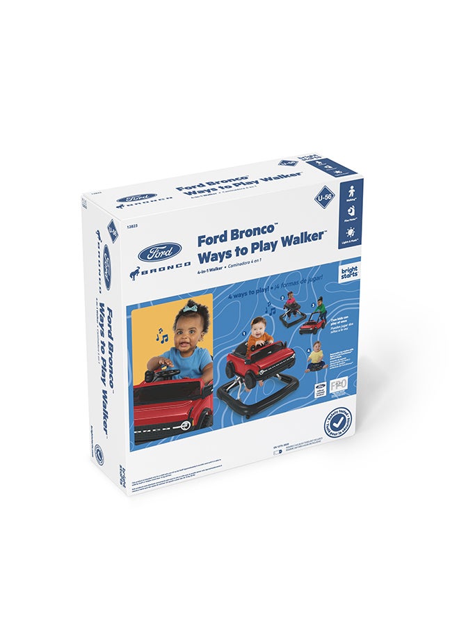 Bright Starts - Ford Bronco Ways to Play 4-in-1 Baby Activity Push Walker - Race Red - Image 1