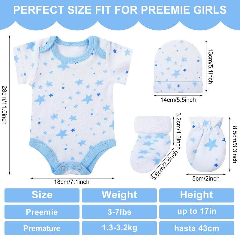 Zoooyawn 6 Set Preemie Layette Set Preemie Clothes Premature Baby Bodysuit Outfit for Nicu Baby Gift(Blue and White) - Image 2