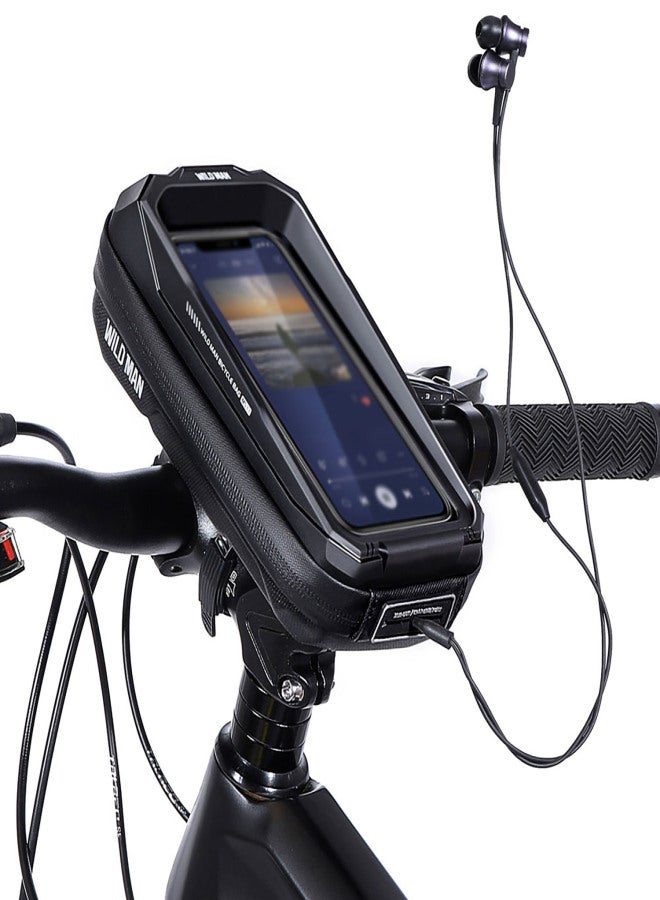 WILD MAN Bike Phone Bag Bicycle Handlebar Bag Front Frame Bag EVA Waterproof Cycling Storage Bag 0.6L with Touchscreen for Mountain Bike Road Bike - Image 5