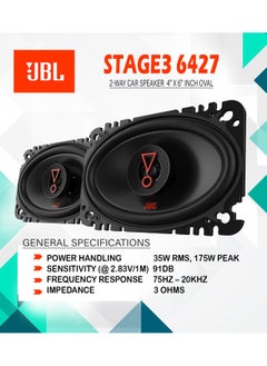JBL Stage3 6427 2-Way Car Speaker By Harman Kardon - 175 Watt Car Audio Set - Oval 4Inches X 6Inches Inch Car Speakers (100 X 152 Mm)  - Image 2
