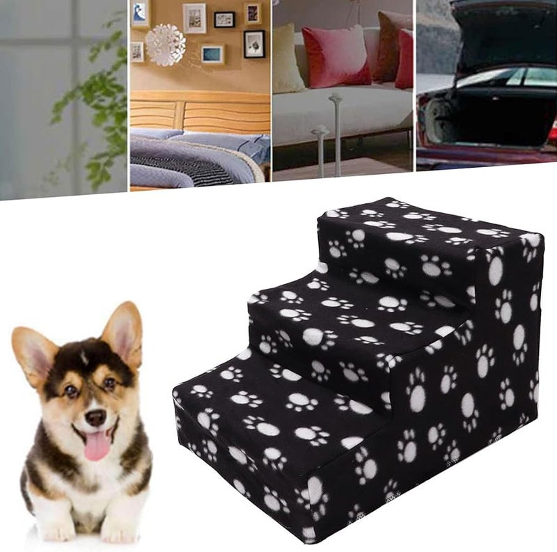 سلم تسلق للحيوانات الأليفة 3 طبقات غير قابل للانزلاق، سلالم كلاب قابلة للإزالة، درجات بلاستيكية محمولة للجراء الصغيرة والقطط والحيوانات الأليفة المسنة، سهلة التركيب، متانة عالية، سعة تحمل 25 رطلاً - Image 3