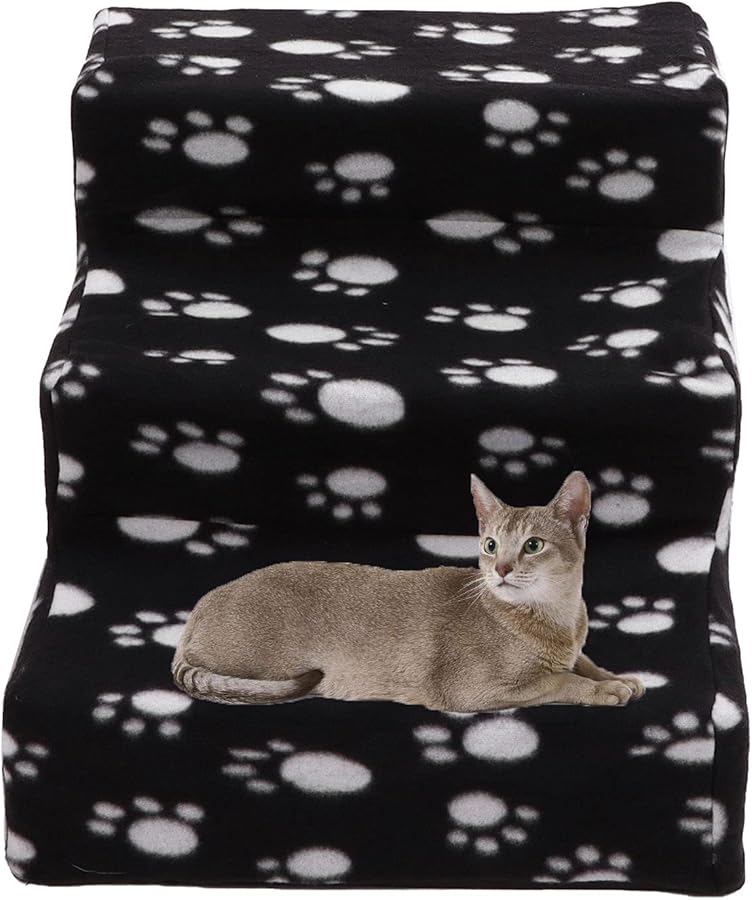 سلم تسلق للحيوانات الأليفة 3 طبقات غير قابل للانزلاق، سلالم كلاب قابلة للإزالة، درجات بلاستيكية محمولة للجراء الصغيرة والقطط والحيوانات الأليفة المسنة، سهلة التركيب، متانة عالية، سعة تحمل 25 رطلاً - Image 5