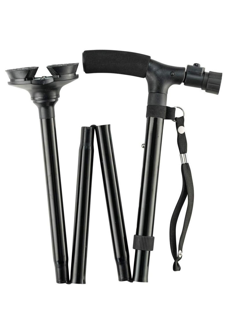Generic Folding Cane with Led Light, Adjustable Canes for Men and Women, Walking Stick for Elderly with Cushion Handle and Pivoting Quad Base for Hiking Mountain Climbing Backpacker - Image 3
