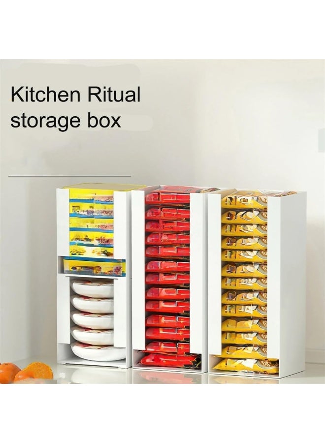 Kitchen Storage Containers, Multi-Function Instant Noodle Organizer Box, White Plastic, Ideal for Pantry Organization - Image 2