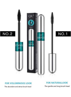 QIC 2PCS 4D Silk Fiber Lash Mascara,2 in 1 Thrive Mascara For Natural Lengthening And Thickening Effect,no clumping Superstrong Waterproof Mascara for Long-Lasting,Beauty Charming Eye Make up  - Image 3