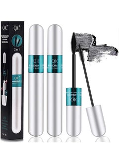 QIC 2PCS 4D Silk Fiber Lash Mascara,2 in 1 Thrive Mascara For Natural Lengthening And Thickening Effect,no clumping Superstrong Waterproof Mascara for Long-Lasting,Beauty Charming Eye Make up  - Image 1