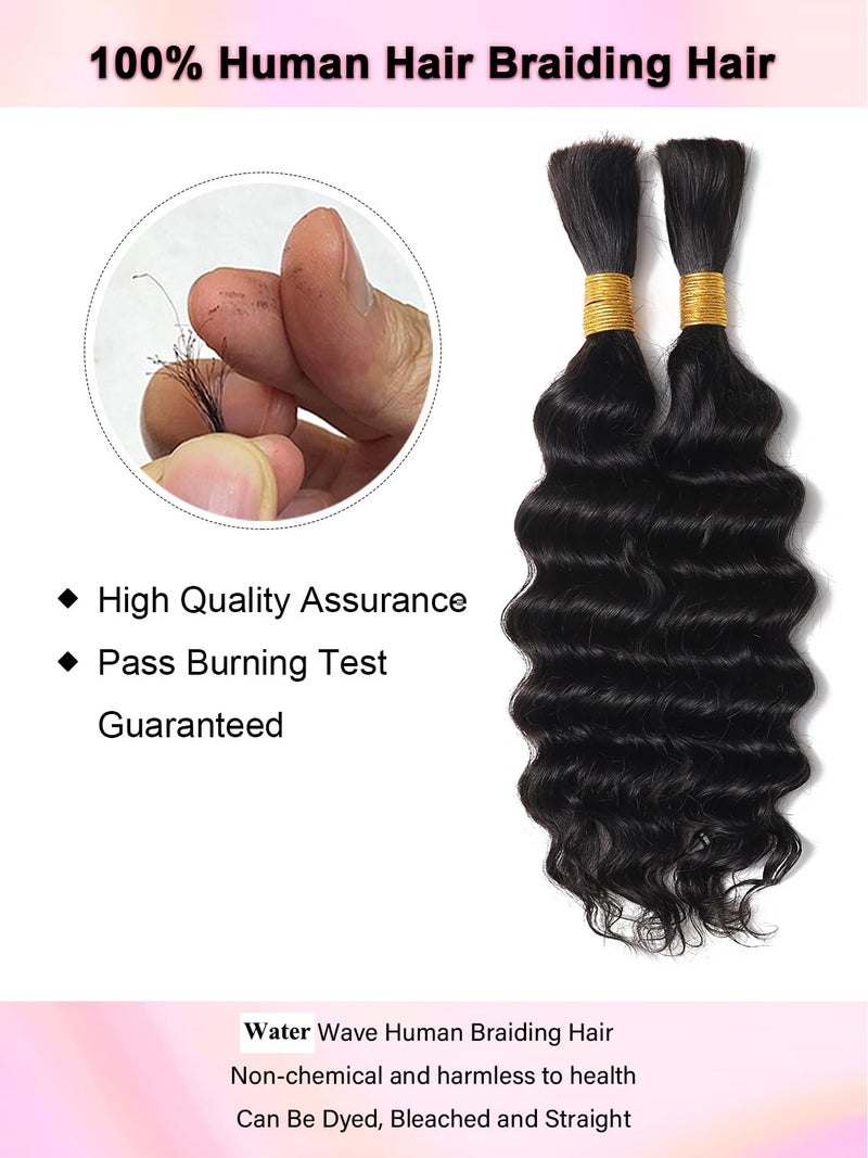 YNiSew 100 Percent Human Braiding Hair For Boho Braids Human Hair Braiding Hair Full Deep Wave Bulk Human Hair For Braiding Wet Wavy 100g 2 Bundles No Weft Braiding Hair Human Hair Extensions YNiSew - Image 4