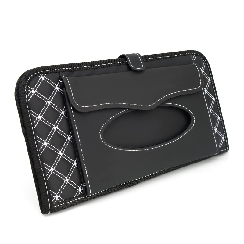 Aturmon Car Visor Organizer, 14-Capacity CD Storage Case, Black, Non-woven Cloth & PU Leather, Collapsible, 12.5 x 6.1 x 0.4 inches (folded), Automotive Parts, Car Organizer - Image 3