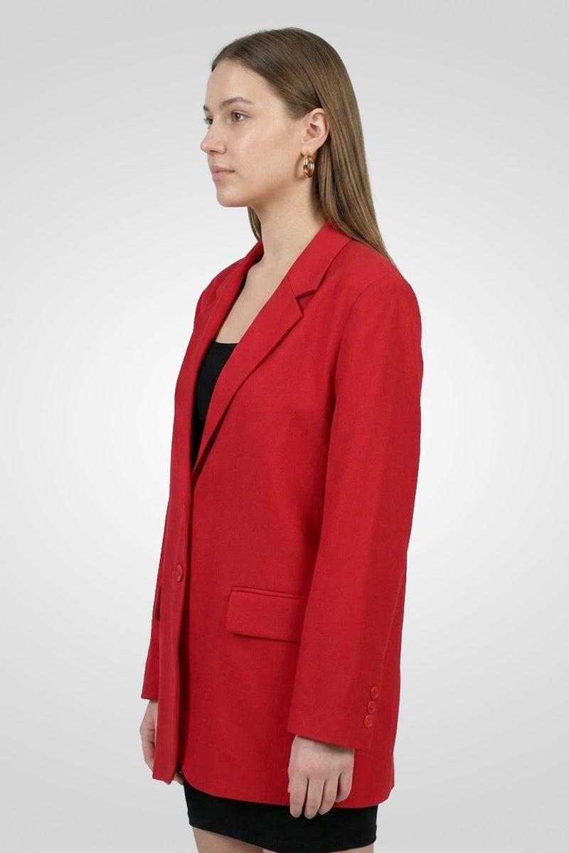 PINKO Women Regular Fit Plain Casual Blazer, Red - Image 5