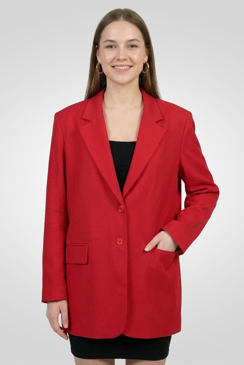 PINKO Women Regular Fit Plain Casual Blazer, Red - Image 1