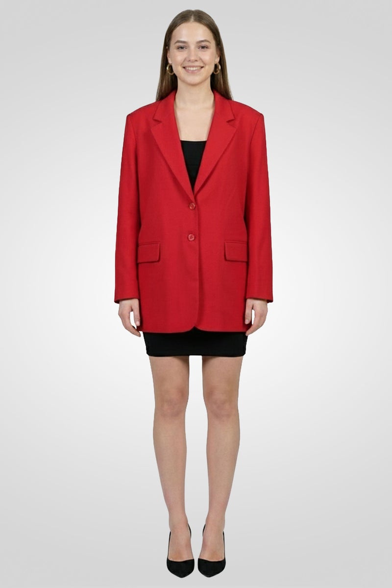 PINKO Women Regular Fit Plain Casual Blazer, Red - Image 2
