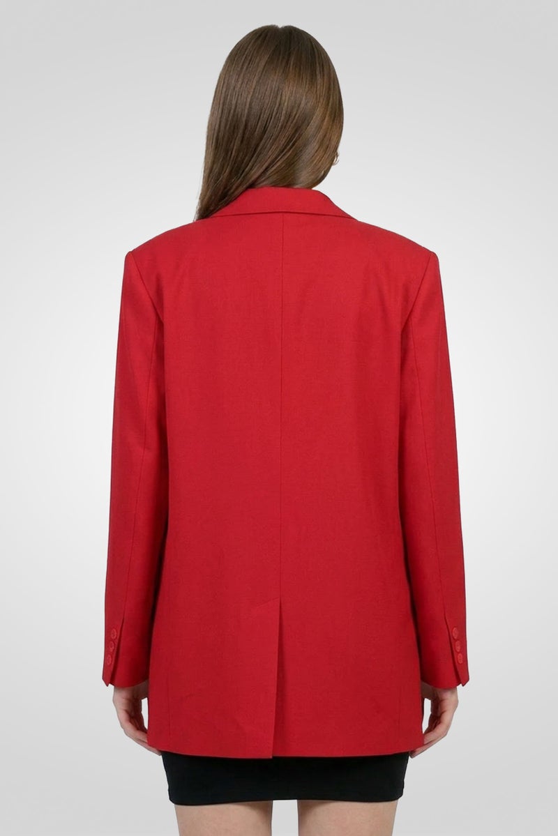 PINKO Women Regular Fit Plain Casual Blazer, Red - Image 4