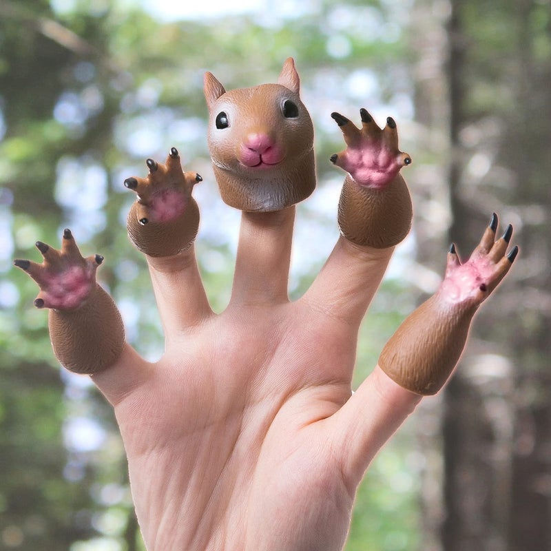 AQKILO Squirrel Finger Puppet Set, Animals Puppet Show Theater Props, Novelty Toys Weird Stuff Gifts - Image 4