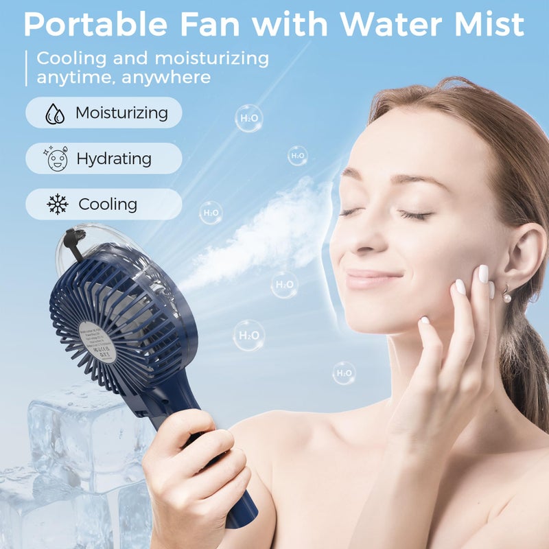 COMLIFE Portable Handheld Misting Fan, 3000mAh Rechargeable Battery Operated, 180Â° Foldable, Mini Personal Fan with Water Sprayer for Travel, Makeup, Home, Office, Camping, Outdoors - Image 2