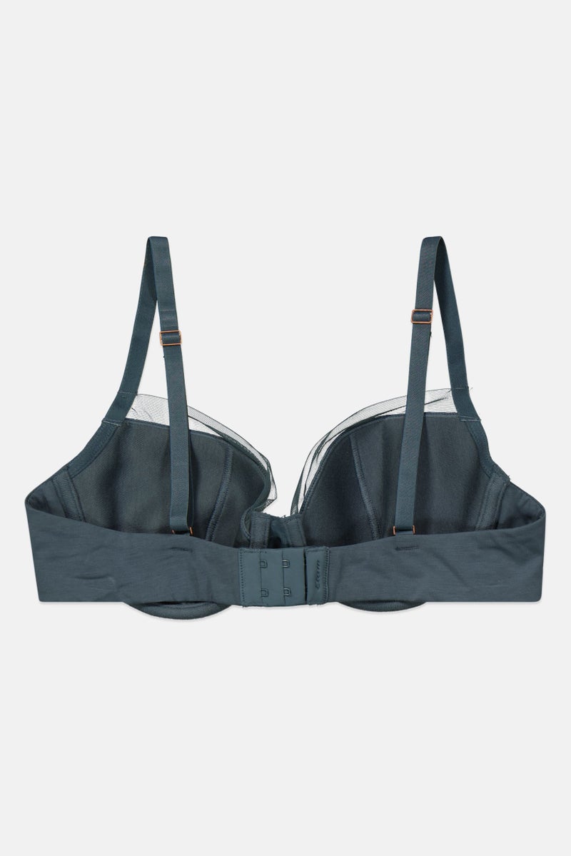 Etam Women Non Padded Lace Bra, Sage - Image 2