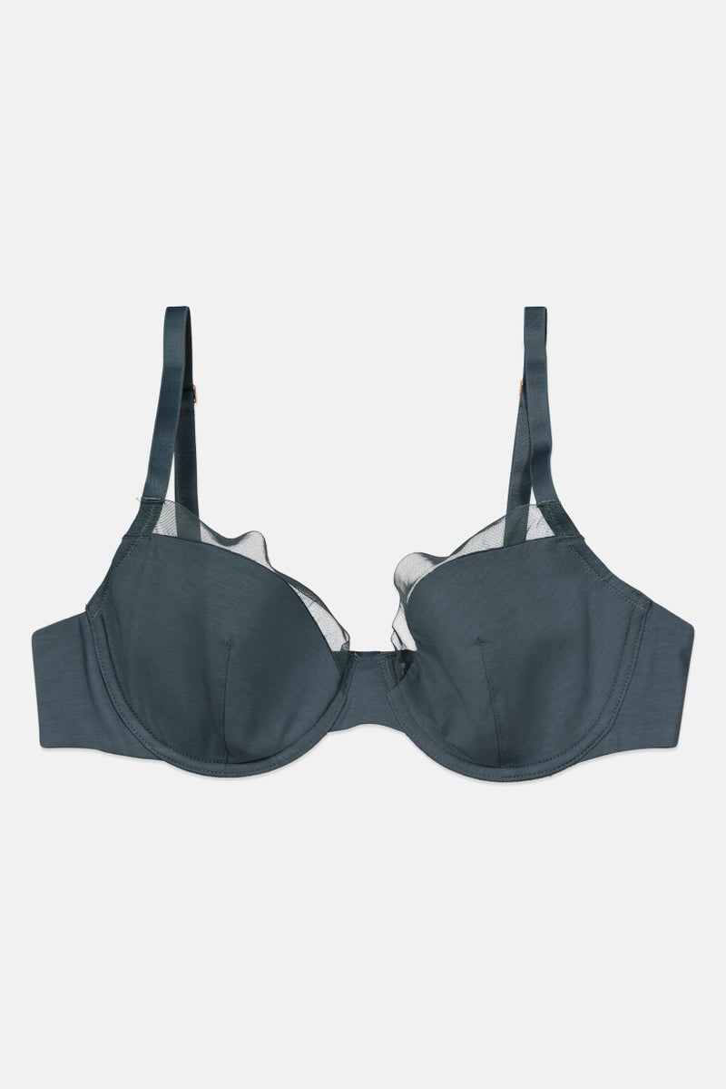 Etam Women Non Padded Lace Bra, Sage - Image 1