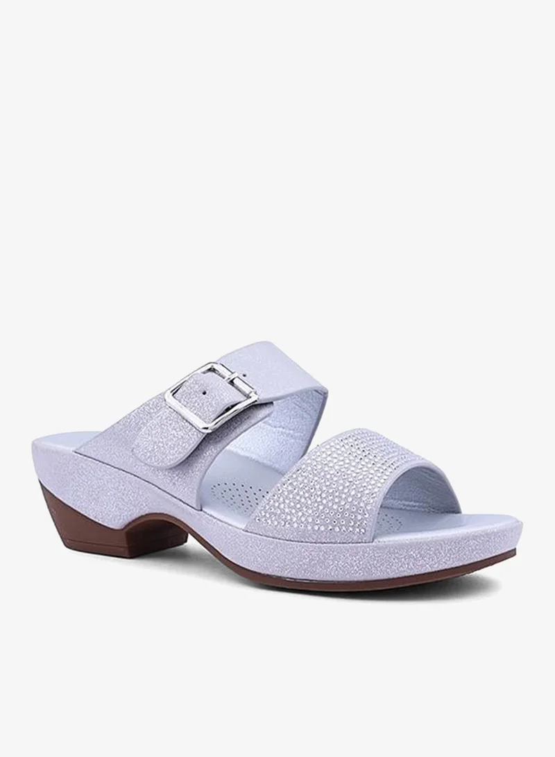أيقون صنادل سهلة الارتداء مزينة بالكريستال