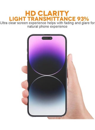 مصمم لهاتف Apple iPhone 15 Pro، قطعة واحدة من واقي الشاشة الزجاجي المقوى ومجموعة واقي عدسة الكاميرا قطعة واحدة، طبقة زجاجية عالية الدقة 9H صلابة خالية من الفقاعات ومقاومة للخدش (معلبة، تتضمن أداة محاذ - view 4