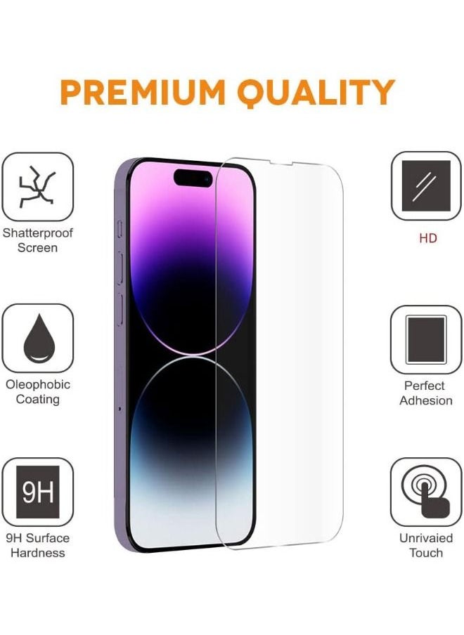 Glass - For Apple iPhone 15 Pro, 1Pcs Tempered Glass Screen Protector and 1Pcs Camera Lens Protector Set, HD Glass Film 9H Hardness Bubble Free Scratch Resistant (boxed, Alignment Case Tool Included) - Image 1