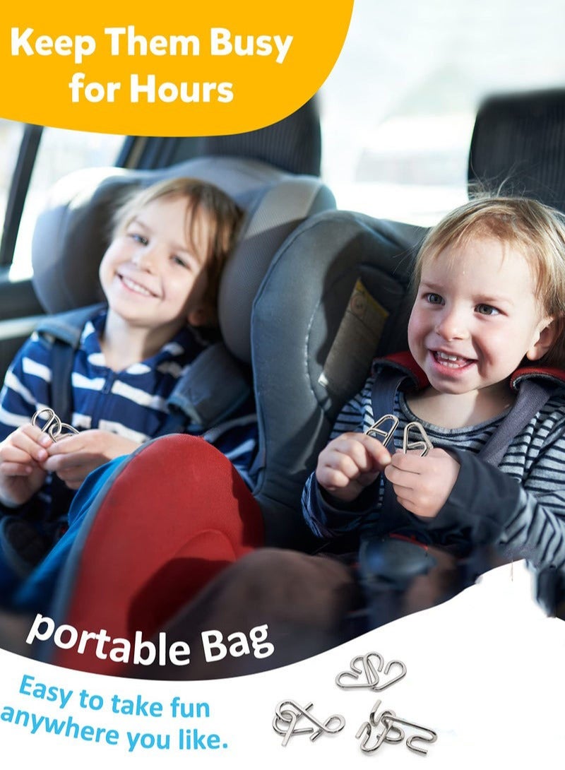 دوركو أسلاك معدنية لغز مجموعة من 16 ، اختبار الذكاء الدماغ مزعج الألغاز الأسلاك المعدنية لعبة الحيلة السحرية ، حلقة الصينية لعبة الحيلة السحرية للحزب تفضيل الأطفال تحدي الكبار - Image 4