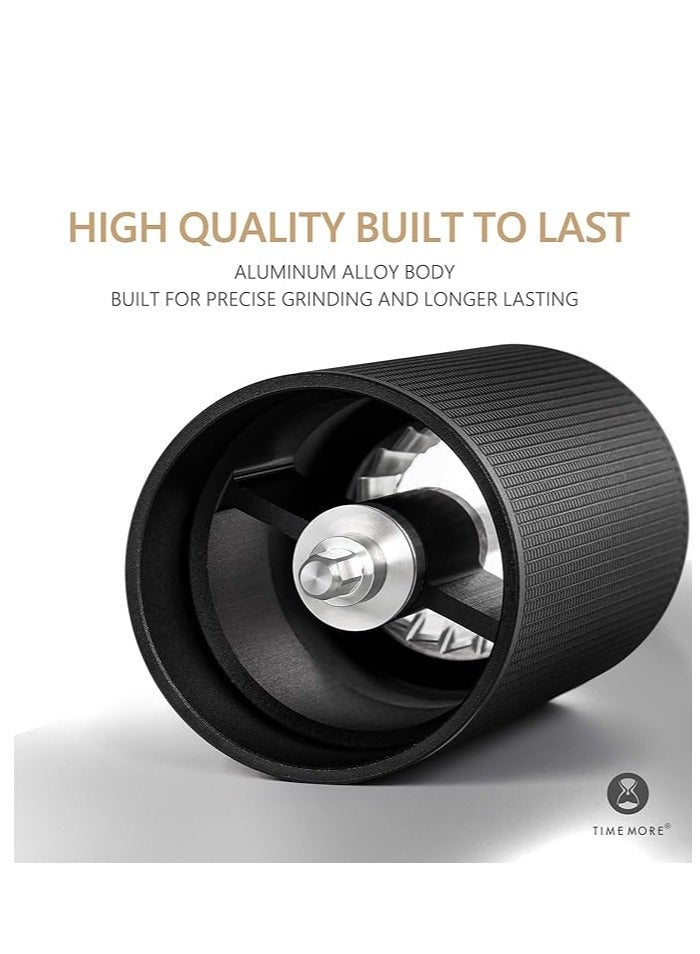 TIMEMORE C3S Manual Coffee Grinder with 25g CNC Stainless Steel Conical Burrs, Adjustable Burr Setting, Dual Bearing Position for Travel and Camping (Black) - Image 4