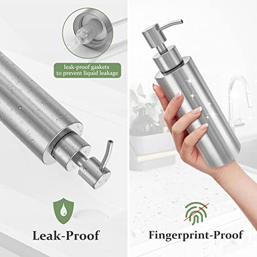 ARKTEK -Stainless Steel Countertop soap dispenser Rust Proof Liquid Hand soap dispenser, Premium Kitchen Pump for Liquid Bathroom Hand Dish Lotion (11.8 Oz / 350 ml) - Image 3