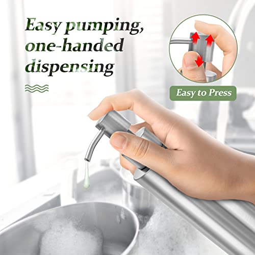 ARKTEK -Stainless Steel Countertop soap dispenser Rust Proof Liquid Hand soap dispenser, Premium Kitchen Pump for Liquid Bathroom Hand Dish Lotion (11.8 Oz / 350 ml) - Image 4