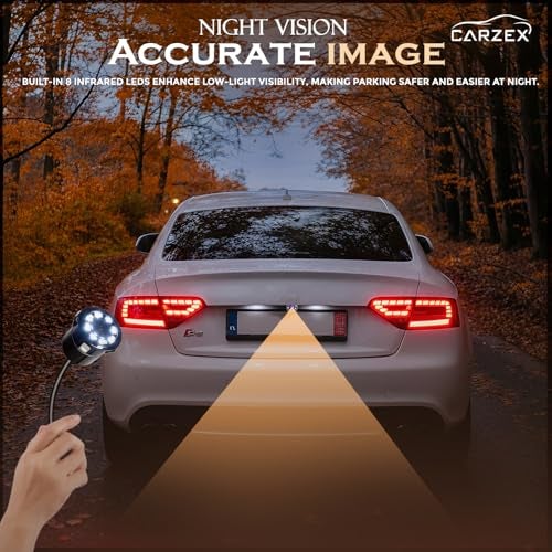 Carzex 8 LED Rear View Reverse Parking Camera Bumper Drill Type Reverse Parking Camera for All Cars - Image 4