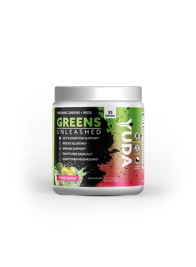 Yuda Yuda Organic Greens Unleashed Powder - Antioxidant Superfood Mixed Berry Drinks for Immune Support & Gut Health - Low Sugar, Non-GMO & Keto-Friendly Green Supplement - 35 Servings (Pack of 1)  - Image 1