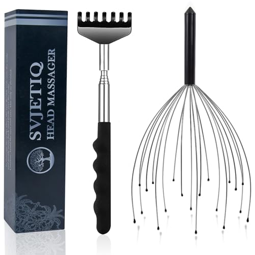 Svjetiq Head Massager Back Scratcher, 20 Fingers Head Scratcher Scalp Massager & Extendable Back Scratcher for Men Women, Christmas Gift Stocking Stuffers for Deep Relaxation, Stress Relief - Image 1