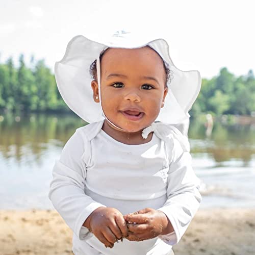green sprouts i play. by green sprouts Baby Brim Hat | All-Day UPF 50+ Sun Protection for Head, Neck, Eyes, White, 9/18mo - Image 3