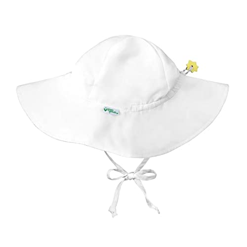 green sprouts i play. by green sprouts Baby Brim Hat | All-Day UPF 50+ Sun Protection for Head, Neck, Eyes, White, 9/18mo - Image 1