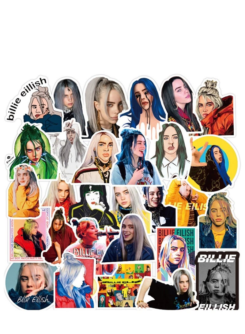 50-Piece Billie Eilish Cute Vinyl Waterproof Sticker