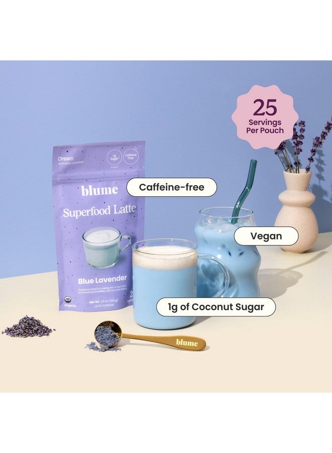 Blume لاتيه اللافندر الأزرق من بلوم - مسحوق اللافندر المهدئ للمشروبات - مزيج مشروب شاي الحليب مع سبيرولينا زرقاء وحليب جوز الهند - 25 حصة - Image 3