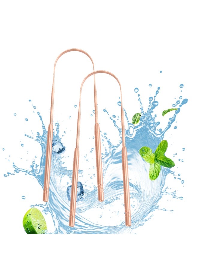 GNAFOTU 2 Pcs Copper Tongue Scraper for Kids & Adults, Tongue Brush for Oral Care,ongue Cleaner for Reduce Bad Breath,100% Copper Metal Tongue Scrubber - Image 1