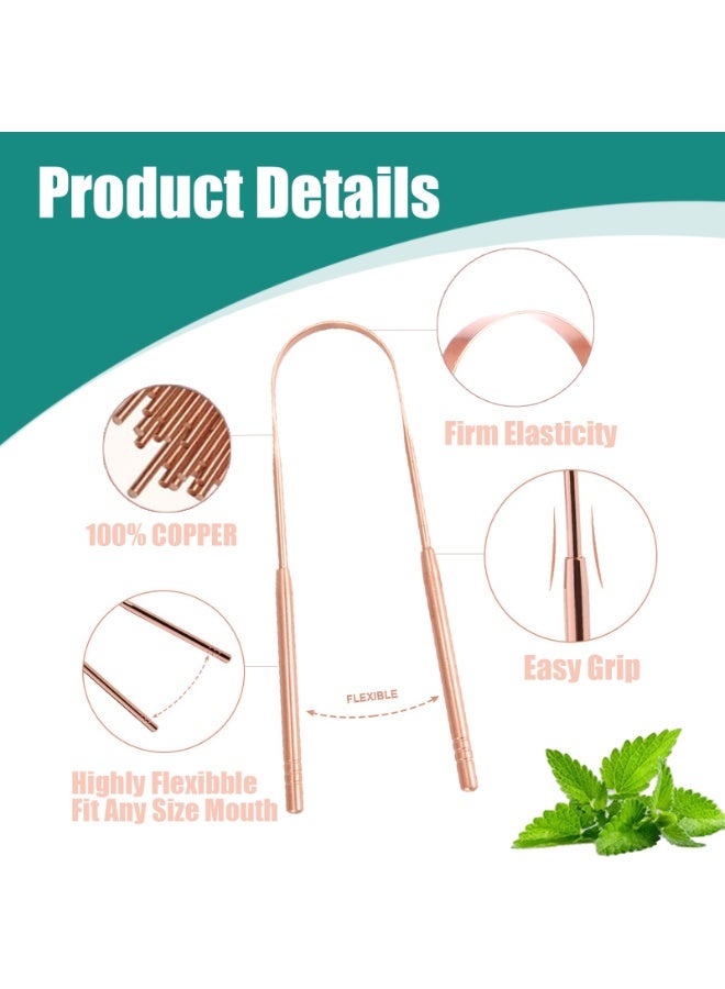 GNAFOTU 2 Pcs Copper Tongue Scraper for Kids & Adults, Tongue Brush for Oral Care,ongue Cleaner for Reduce Bad Breath,100% Copper Metal Tongue Scrubber - Image 4