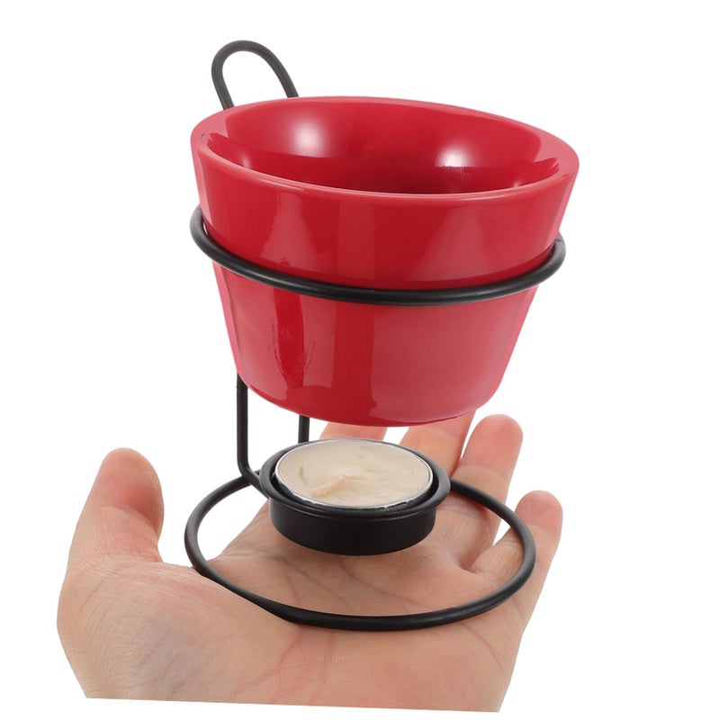 Ceramic Cheese Warmer Fondue Pot Set of 2 for Melting Chocolate and Cheese with Removable Porcelain Mug Rack - Image 5