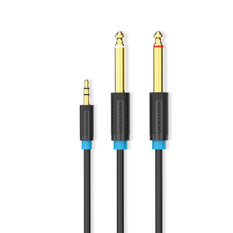 3.5 To 6.5mm Dual Audio Cable For Phone Amplifier Speaker Stereo Black/Blue - Image 1