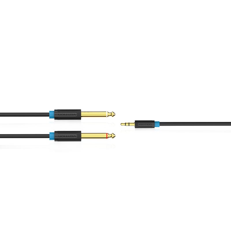 3.5 To 6.5mm Dual Audio Cable For Phone Amplifier Speaker Stereo Black/Blue - Image 3