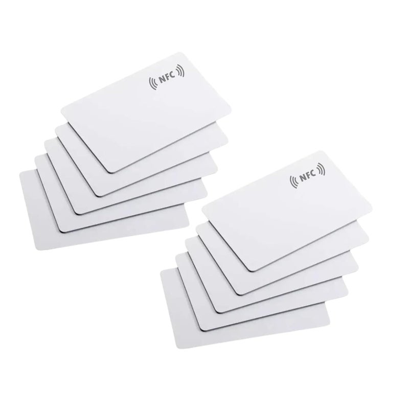 10 NFC Cards With NTAG, Works with Android and iOS | Blank White PVC Printable UV or Thermal only | Set of 10