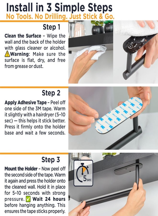 Deiss Pro Paper Towel Holder - Under Cabinet, Wall Mount, or Countertop - Rust-Resistant Stainless Steel, One-Handed Tear Design, Space-Saving Paper Towel Dispenser, Towel Holder for Kitchen - Image 3