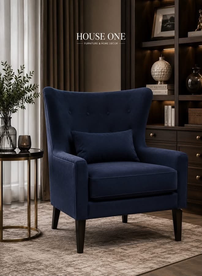 House One Side Chair| swedish wood and Linen -  Blue - 83x73x86 cm - Image 1