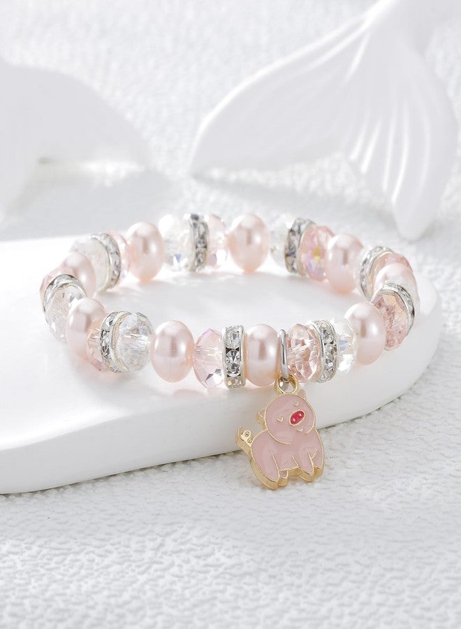 Fullrainbow Cute Pig Bracelet for Women Pig Gifts for Pig Lovers Pig Stuff Pig Decor Pig Gifts Cute Pig Charm Jewelry Bracelet (Pink Pig Bracelet) - Image 2