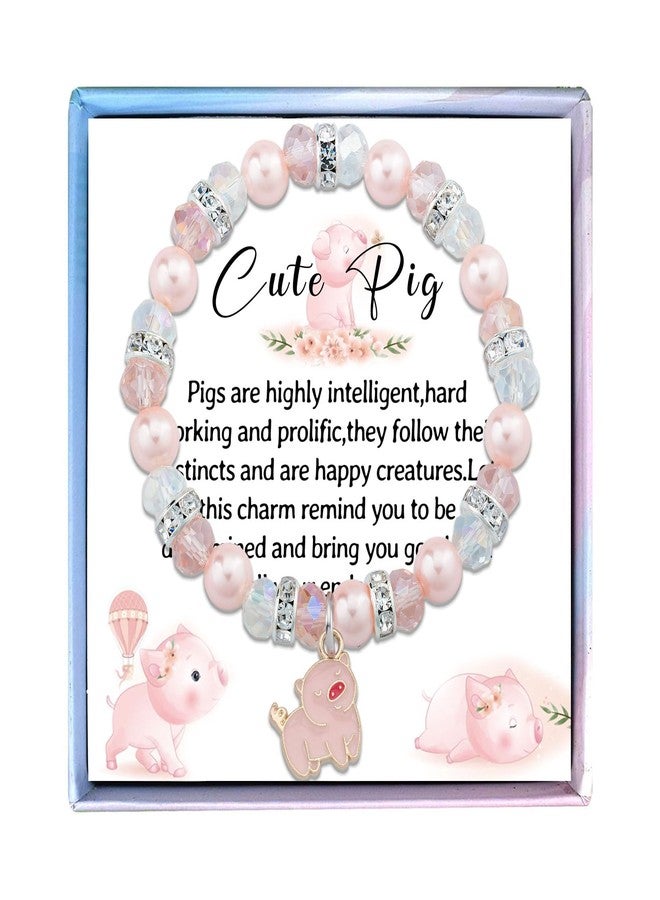 Fullrainbow Cute Pig Bracelet for Women Pig Gifts for Pig Lovers Pig Stuff Pig Decor Pig Gifts Cute Pig Charm Jewelry Bracelet (Pink Pig Bracelet) - Image 1